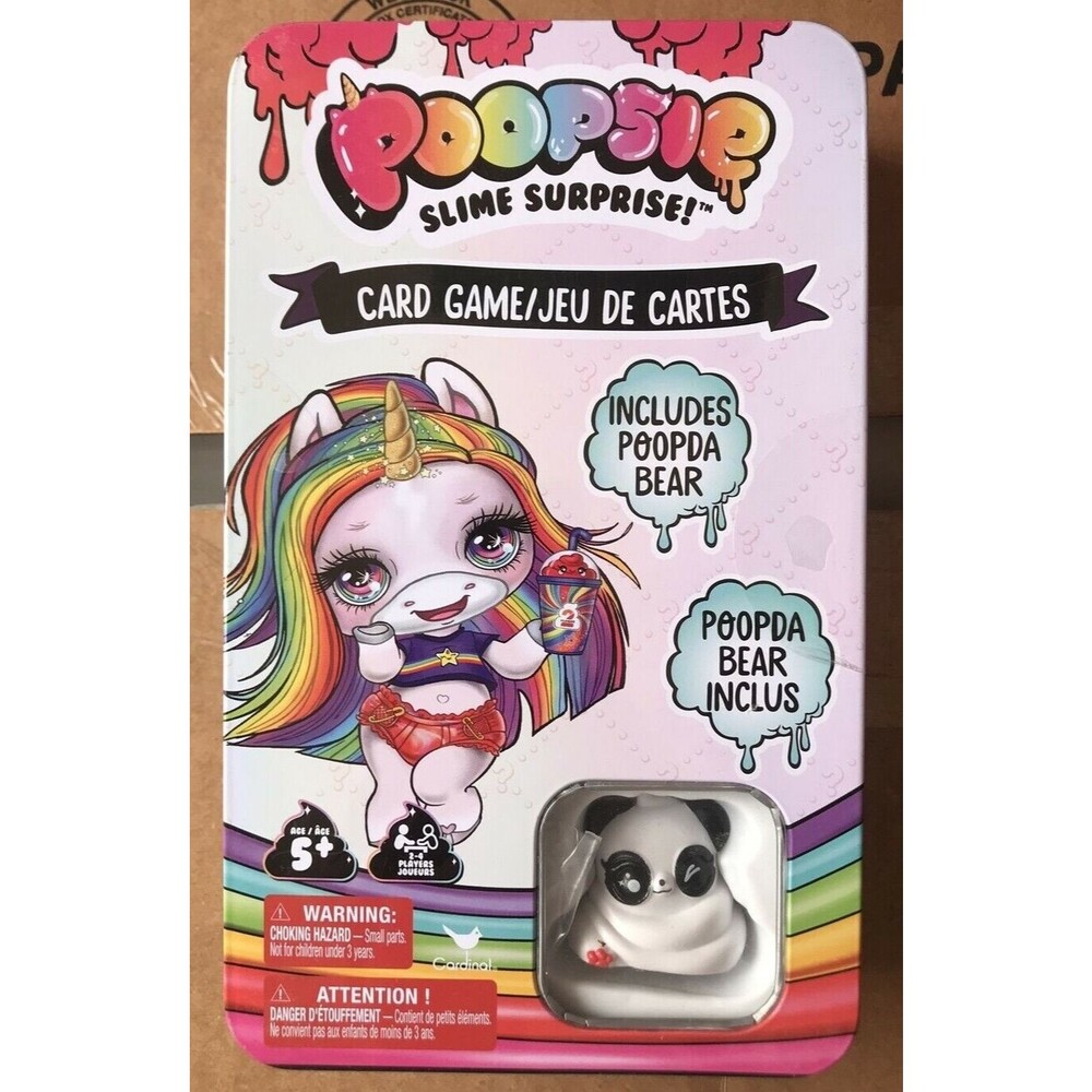 Poopsie Slime Surprise Card Game in Tin Includes Poopda Bear Figure Cardinal